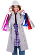 happy lady posing with shopping bags