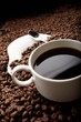 coffee beans with white cup coffee beans with white cup