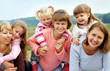 Three mothers with tree daughters