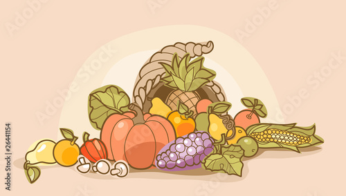 Vector: stylish illustration with corrnucopia stylish illustration with corrnucopia