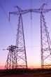 Electricity pylon on sunrise