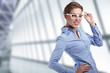 Young happy women or student on the business background Young happy women or student on the business background