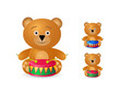 teddy bear with drum icon set teddy bear with drum icon set