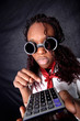 young afro-american with calculator young afro-american with calculator