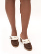 lady wearing moccasin heels