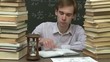 Student is learning his homework. Real time