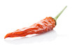 Dried Red Hot Chili Pepper on white background.