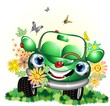 Photo en ligne au meilleur prix Auto Verde Ecologica Cartoon-Ecological Green Car-Vector