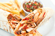Tacos with french fries and sauce