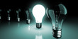 Single light bulb in a array Single light bulb in a array