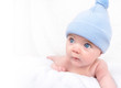 Baby Boy with Hat Looking Up Thinking Baby Boy with Hat Looking Up Thinking