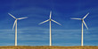 Wind turbines under the summer blue sky