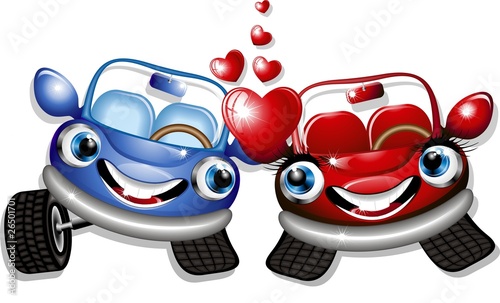 Vector: Automobili d'Amore Cartoon-Love Cars-Vector Automobili d'Amore Cartoon-Love Cars-Vector