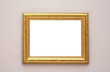 Wooden gold frame on the wall Wooden gold frame on the wall