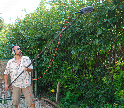 Photo: Sound Engineer Recording Bird Sound Sound Engineer Recording Bird Sound
