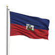 Flag of Haiti waving in the wind in front of white background