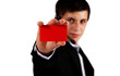 presenting blank business card presenting blank business card