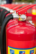 Group of ready fire extinguishers for use