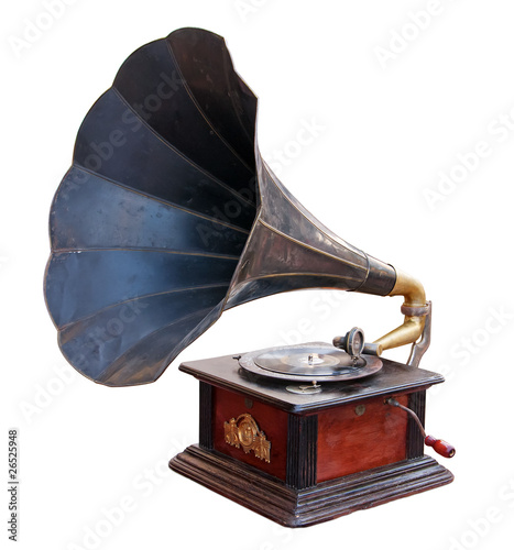 Photo: Vintage gramophone. Clipping path included. Vintage gramophone. Clipping path included.