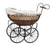 Retro pram isolated on white. Clipping path included.