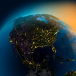 Night view of North America from the satellite