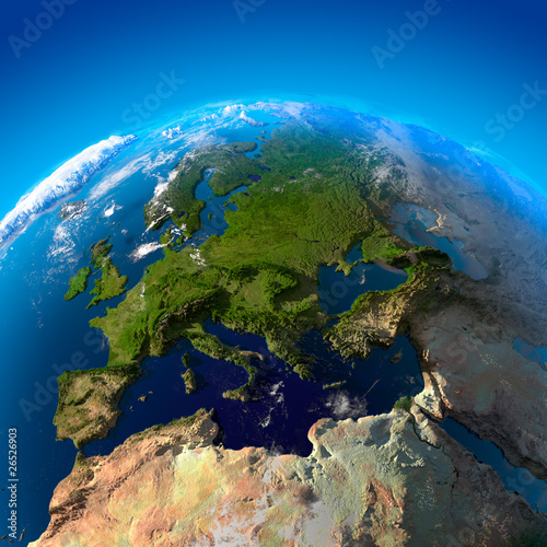 Photo: View on Europe from a height of satellites View on Europe from a height of satellites