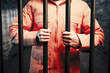 inmate inside dark prison cell at night