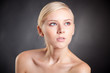 Portrait of young blond looking up girl