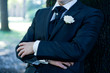 Groom with Tuxedo and Wedding Flower