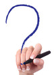 Woman's finger drawing question mark Woman's finger drawing question mark