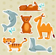 Cartoon animal stickers  illustration