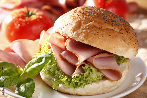 Photo: Tasty sandwich with ham Tasty sandwich with ham