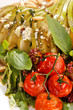 salad with pear, cherry tomatoes and blue cheese