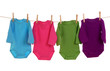 Colorful baby goods hanging on the clothesline Colorful baby goods hanging on the clothesline