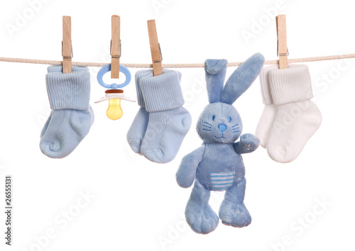 Foto: Baby goods hanging on the clothesline Baby goods hanging on the clothesline