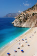 Amazing blue water on small beach along coast of Turkey