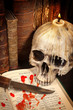 Halloween book and skull 3