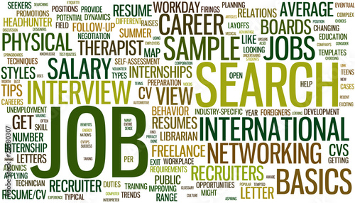 Vector: Job search wordcloud Job search wordcloud