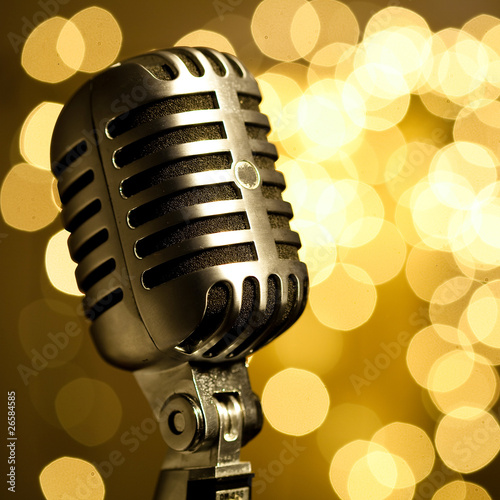 Photo: vintage microphone on stage vintage microphone on stage