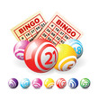 Bingo or lottery balls and cards Bingo or lottery balls and cards