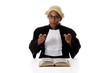 Young African American judge man, pointing