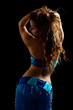 oriental Bellydancer in blue costume, low-key oriental Bellydancer in blue costume, low-key