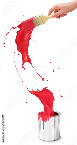 splashing red paint