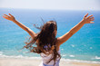 Girl is looking at sea Girl is looking at sea