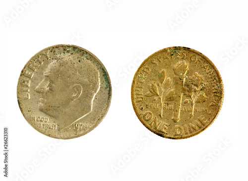 Photo: Old quarter dime Old quarter dime