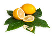 Full and cross section of yellow lemon