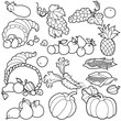 set of fruits and  vegetables