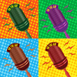 Quadro old vintage microphone background Quadro old vintage microphone background