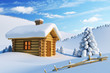 house in snow mountain