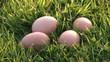 Four eggs on the grass